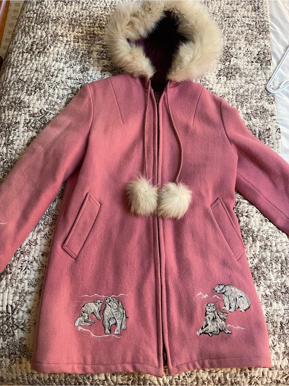 Vintage pink wool parka